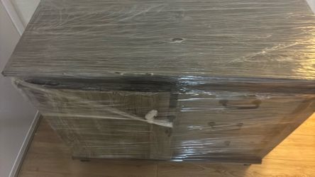 Gray Wood Dresser with Drawers