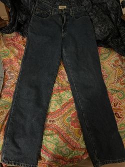 High wasted light dark blue thrifted jeans
