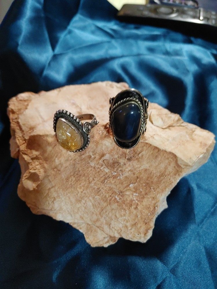 Sterling Ring (Yellow) & One Unmarked