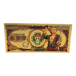 24k Gold Plated, Roronoa Zoro (One Piece) Bill/Banknote, Anime