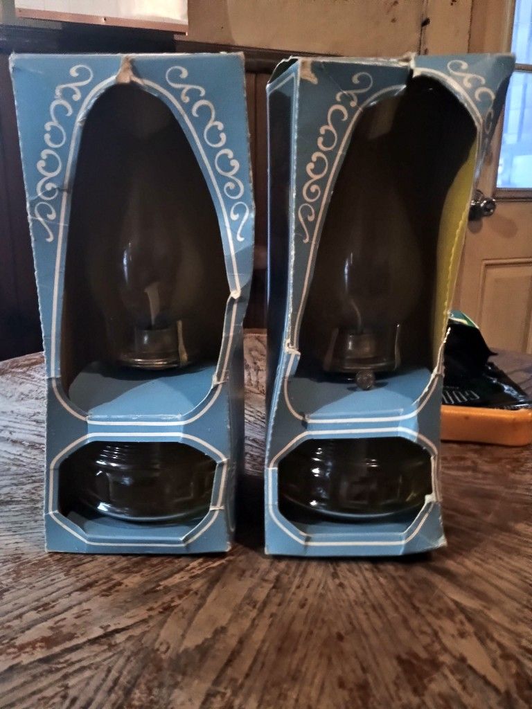 Vintage Lamplight Farms Clear Glass Oil Base Lamp Light Sconce Lantern NIB