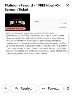 Seaworld Howl o Scream ticket