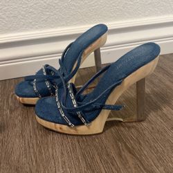 Jean/wooden heels