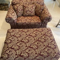 Oversized Upholstered Chair & Ottoman