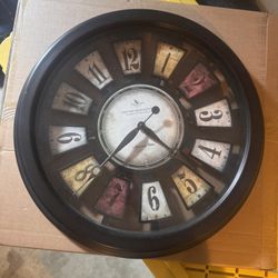 Large Rustic Vintage-Style Wall Clock – Great Condition