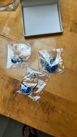 Silver Jewelry Set with Blue Cabochon