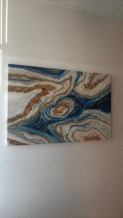 blue and gold geode art