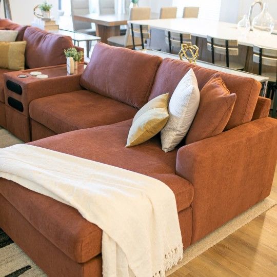 PH💥$49 Down Payment for financing 👉 Modmax Spicy Color Soft Cozy Deep Seating Sectional Couch With Chaise And Console