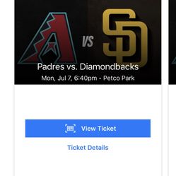 Four Front Row Padres Tickets For Monday 