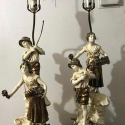 PAREJAS DE LÁMPARA ANTIGUA DE CALAMINA