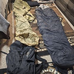 Sleeping bag System, bug net & 2 Man Tent
