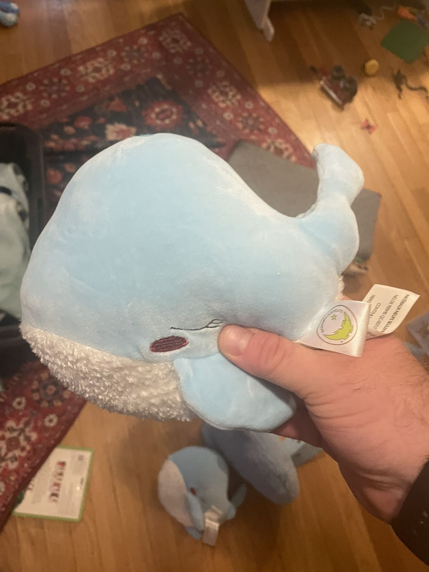 Animal Adventure Blue Whale White Shaggy Tummy Stuffed 2019 Plush Toy 7" stuffed