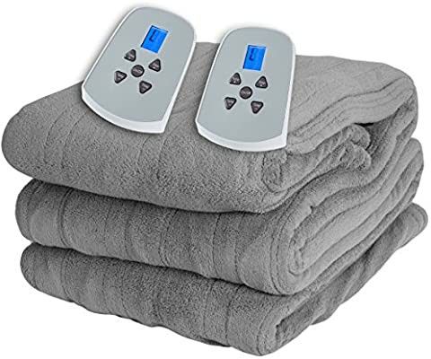 Westerly Queen Electric Heated Blanket with Dual Controllers, Gray