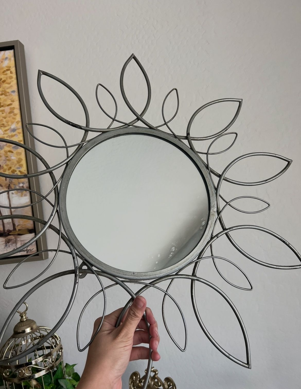 Sunburst Metal Silver Wall Accent Mirror 22in