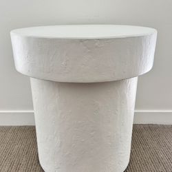 Designer White Plaster Side Table