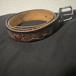 Genuine Leather Flower Design Belt 
