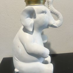 Charming White Elephant W/Gold Crown 