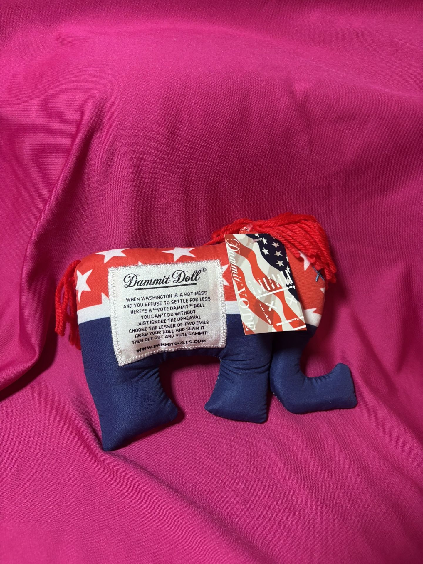 Dammit Doll Political Elephant Plush - Red, Blue, White