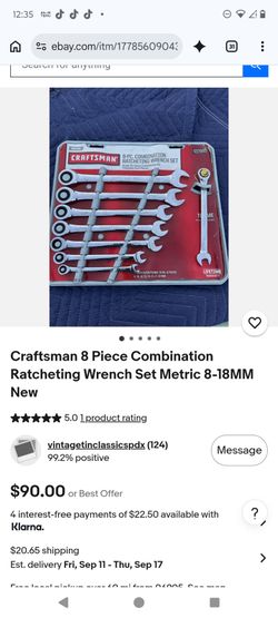 New Craftsman 8 Piece Combination Ratcheting Set moving sale