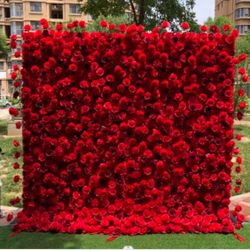 Flower Wall Backdrop Red