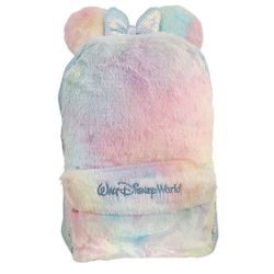 Disney Backpack Cotton Candy Minnie Mouse Sequin Fluffy Pastel Full-Sized Ears
