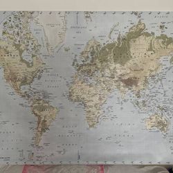 IKEA PREMIAR World Map Atlas Canvas & Aluminum Frame 79" Picture Large Art  Dimensions: 79”x55” Length:79” Height:55” Material:Canvas Type:Wall print 