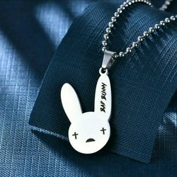 Bad Bunny Pendant on a 22 inch Ball Chain Necklace 316L Stainless Steel NEW