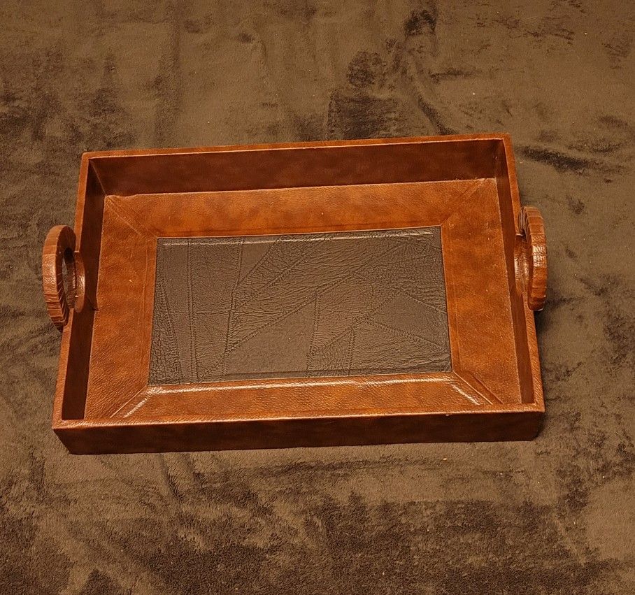 Faux Leather Serving Tray