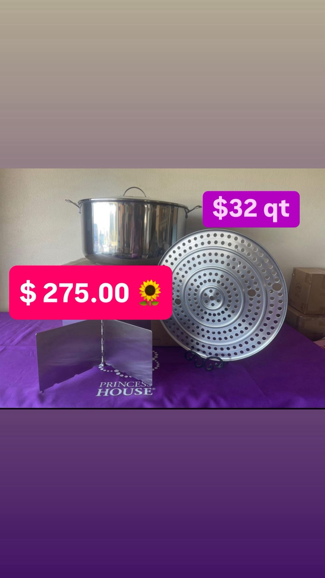 $275.00 Olla Tamalera Vaporera 32 Qt Con Su Divisor Y Parrilla Capacidad 100 Tamales Para Birria Pozole Menudo Barbacoa Princess House