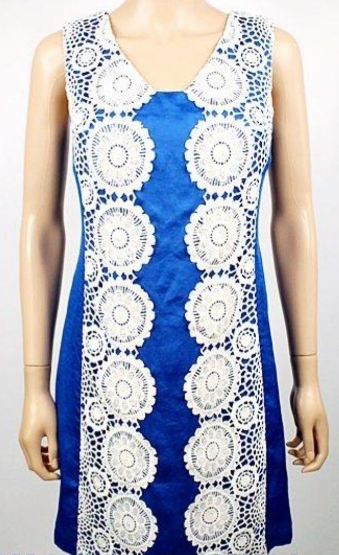 Muse Royal Blue/White Lace Sleeveless Dress  NWT