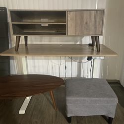Standing desk, TV stand, ottoman and coffee table bundle