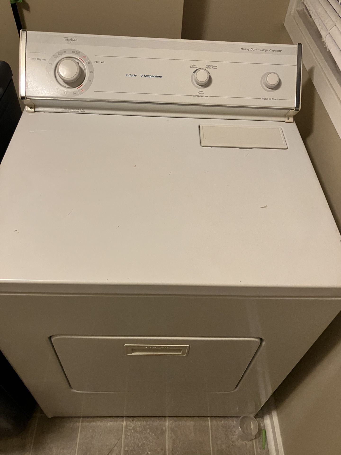 Whirlpool 4 Cycle • 3 Temperature Heavy Duty Dryer