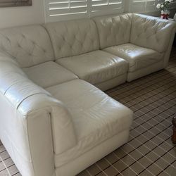 Cream Leather Sectional Sofas