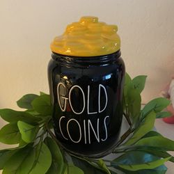 Rae Dunn GOLD COINS Canister 