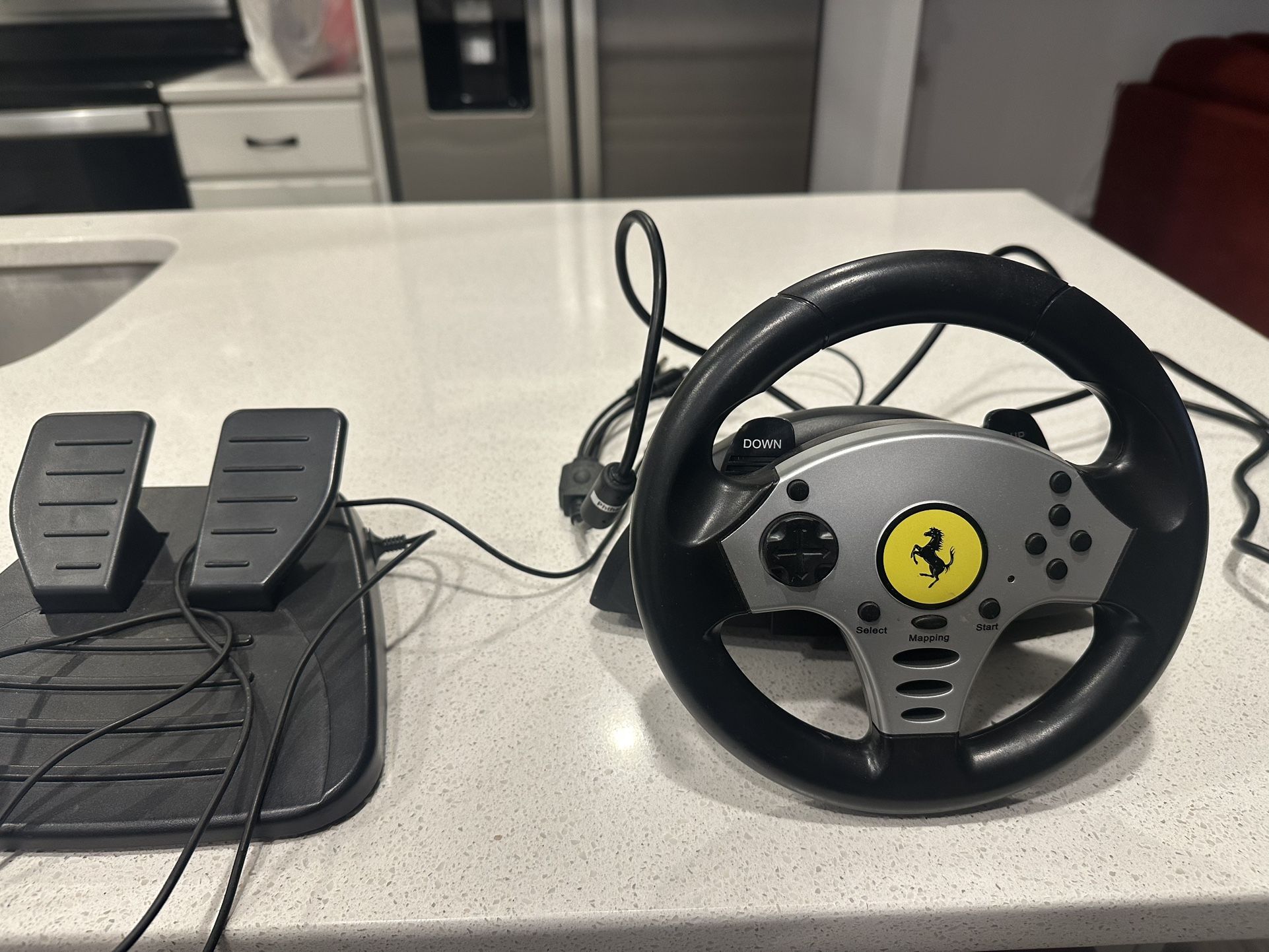 PLAYSTATION 1 & 2 RACING WHEEL THRUSTMASTER CHALLENGE and pedal