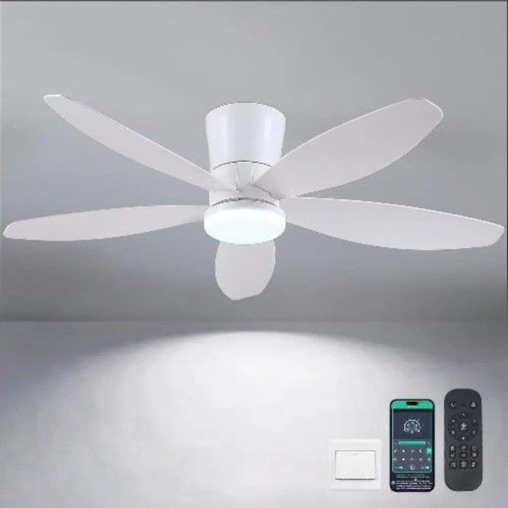 Ceiling Fan with ABS Blades,Flush Mount Ceiling Fan - 48 Inches - White