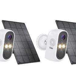 2Pcs  ZOSI 2K WiFi Solar Battery Powered Outdoor Security Camera System Wireless