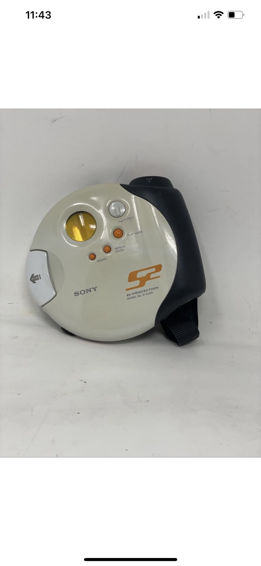 Tested & WORKING Sony D-SJ301 Portable CD Player With Strap. No Headphones