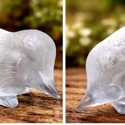 OBO - LALIQUE FRANCE Crystal Hedgehog Art Glass Sculpture 