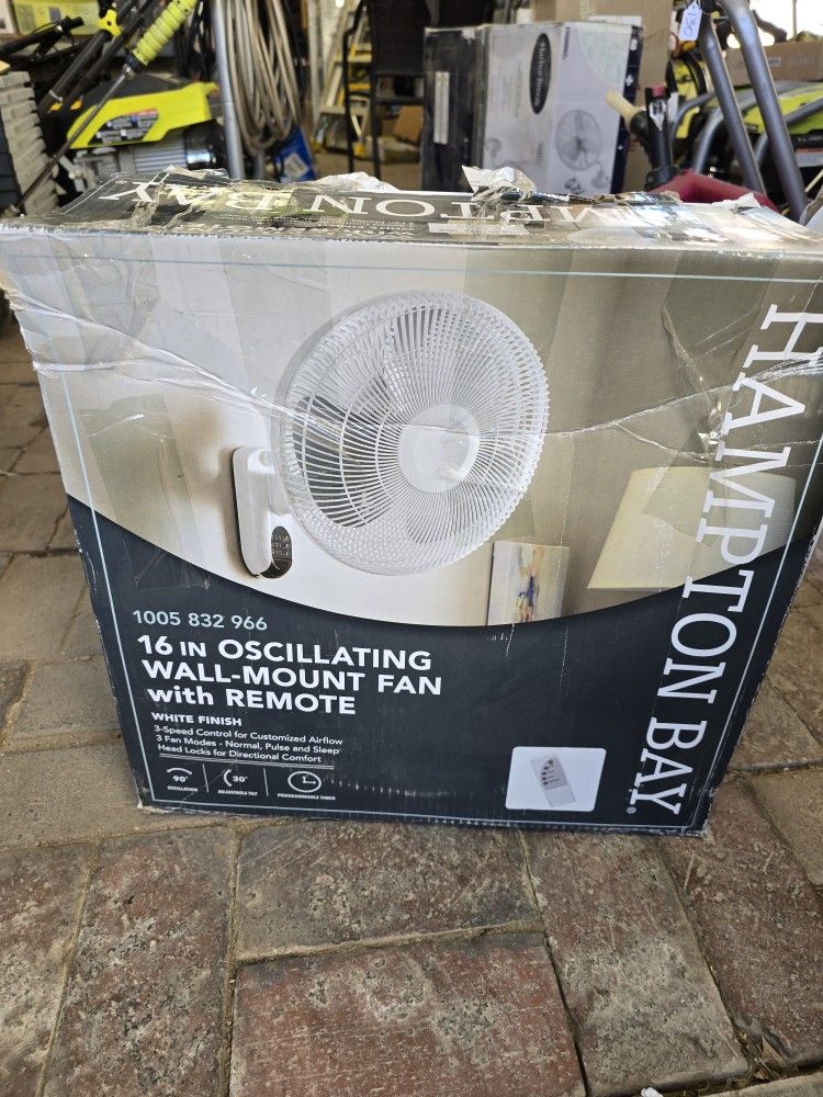 16" Indoor Wall Mount Fan With Remote