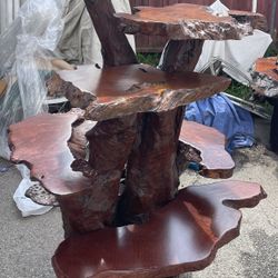 Multi Shelf Redwood Live Edge Shelf Unit