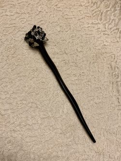 Wooden Handcrafted Beaded Chopstick Hair Pin With Obsidian, Quartz, Jasper, 7”