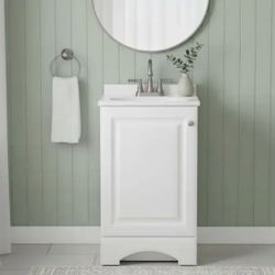 Glacier Bay 19in Single Sink White Bath Vanity 