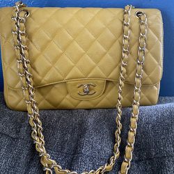 Chanel Purse Yellow Medium Size