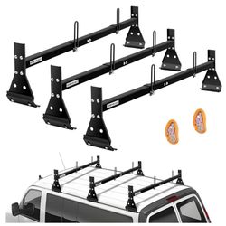 Ladder Rack for Van,Van Ladder Rack-3 Bars,Adjustable Length 57''-65'',Compatible with Chevrolet Express 1500/2500/3500,Ford Econoline,GMC Savana Full