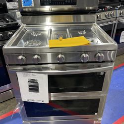 Brand New Samsung Stainless Steel, Flex Double oven/range five burner gas air fryer