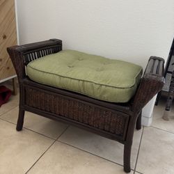Vintage Style Wooden Ottoman Stool With Cushion