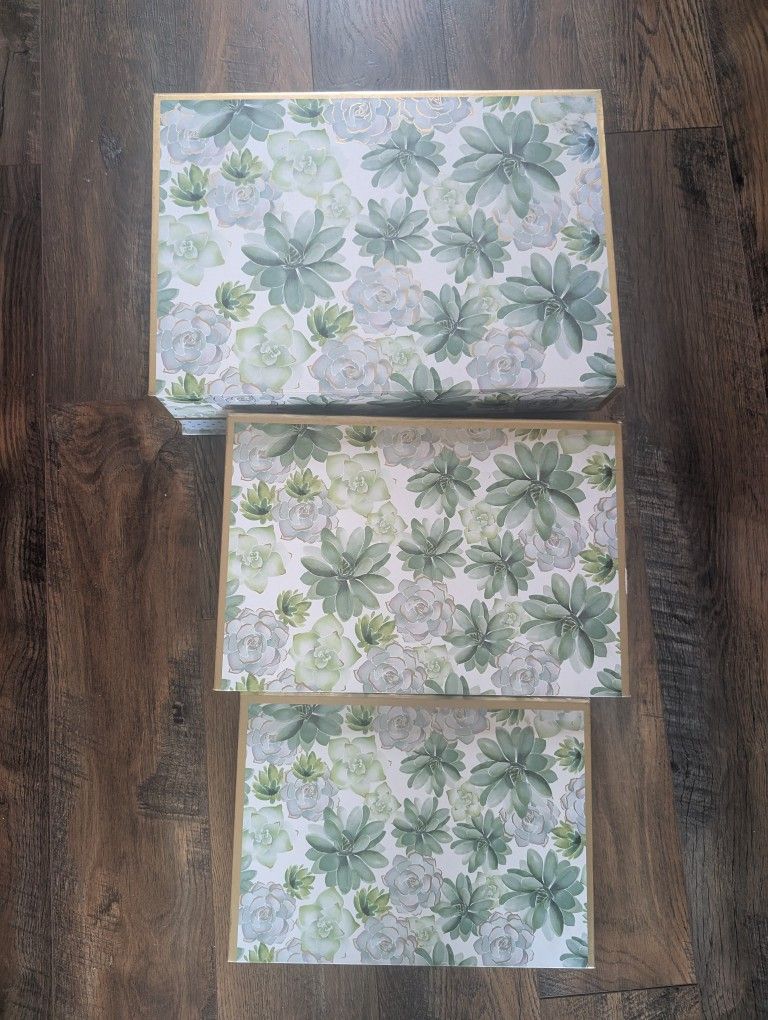 Set Of 3 Craftboxes-Succulent Themed