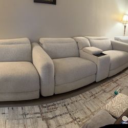 Four Grey  Luxury Recliner & One Additional Console 