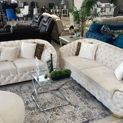 ❤️Ashley ❤️ Luppino Ivory Living Room Sofa & Loveseat 🚛 Delivery & 💵 Available!!!